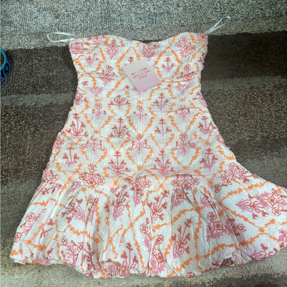 oh polly strapless dress